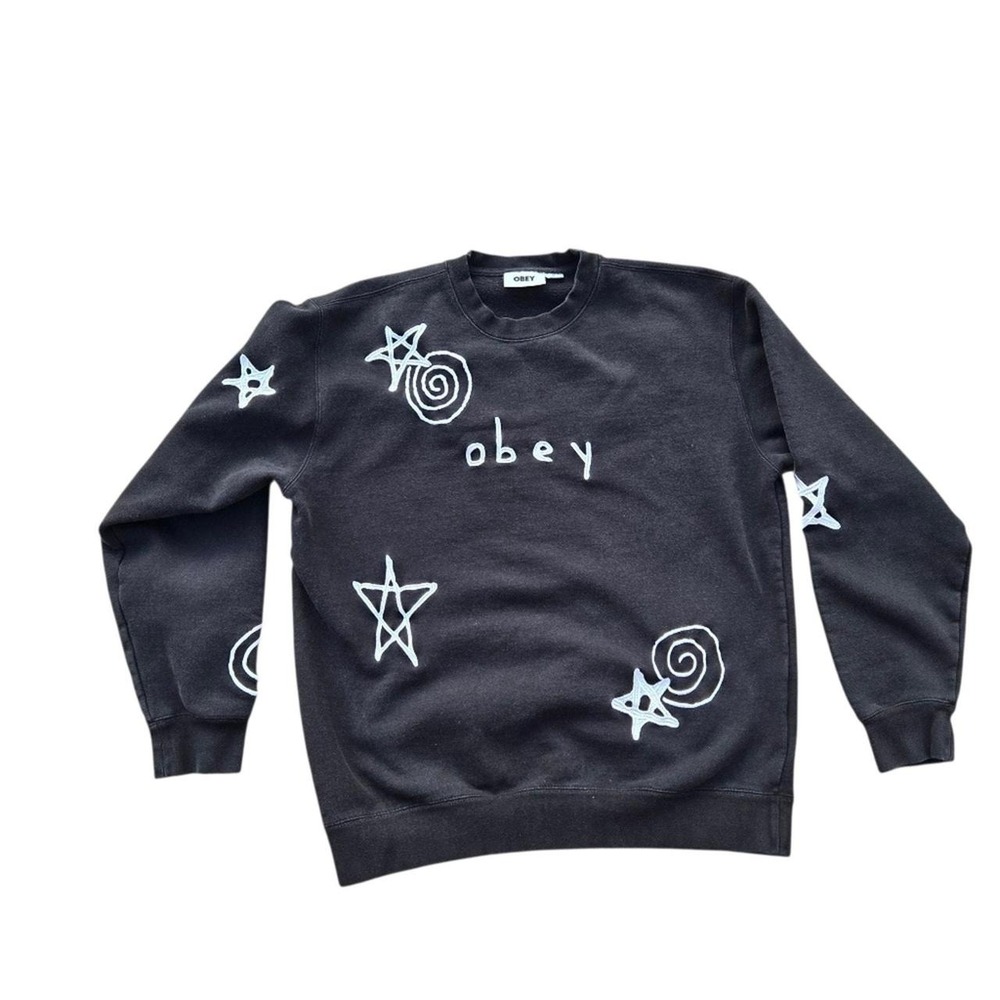 Obey Gazin' Crew Neck Sweatshirt size M. FLAWS